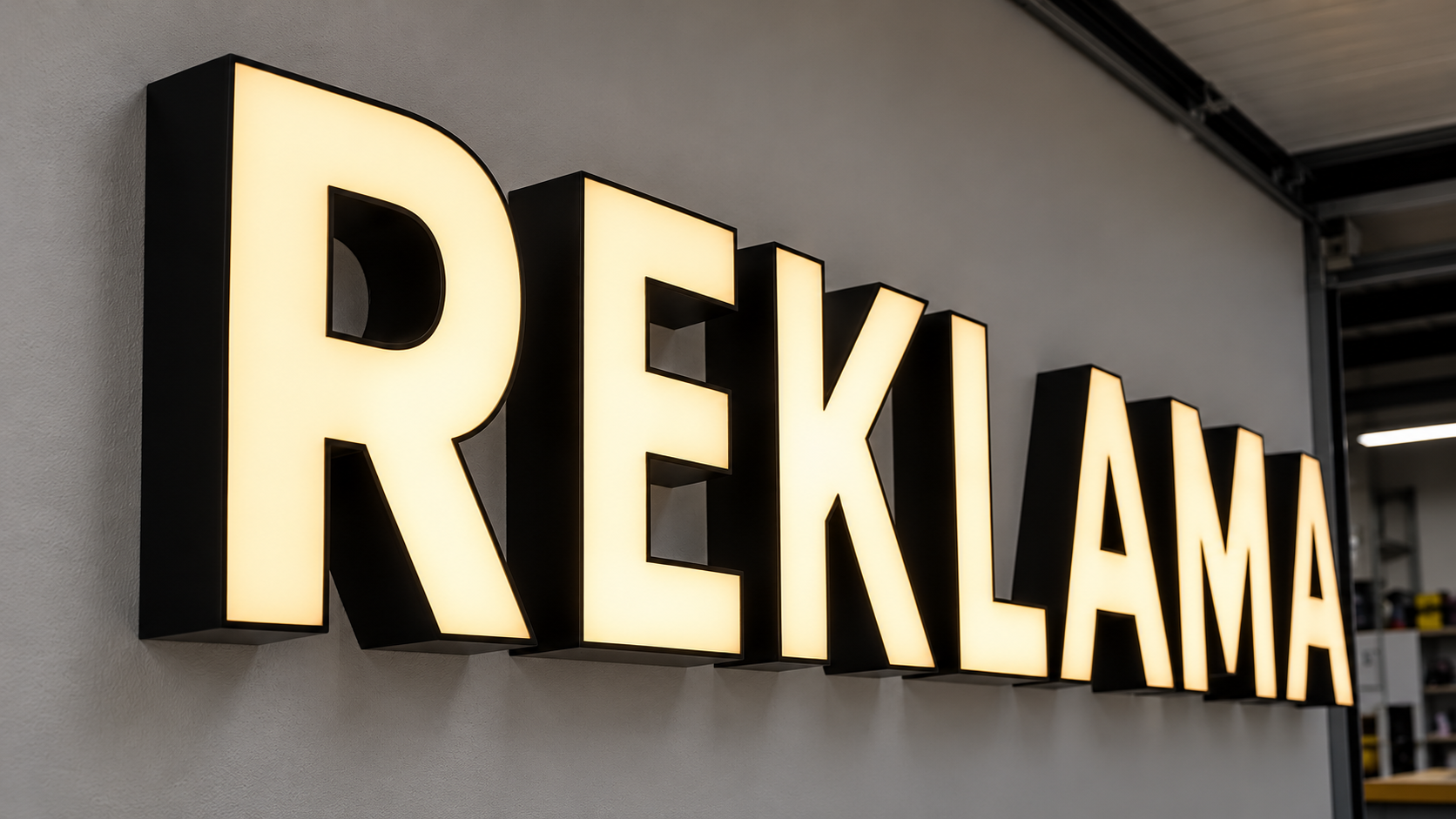 Osvetljena trodimenzionalna reklama slova — unutrašnje osvetljenje